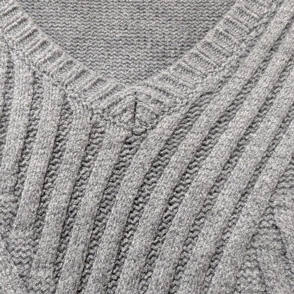 Guess Gray Chunky Plus Size Cable Knit V-neck Long Sweater Tunic Sz XXL - Picture 6 of 8